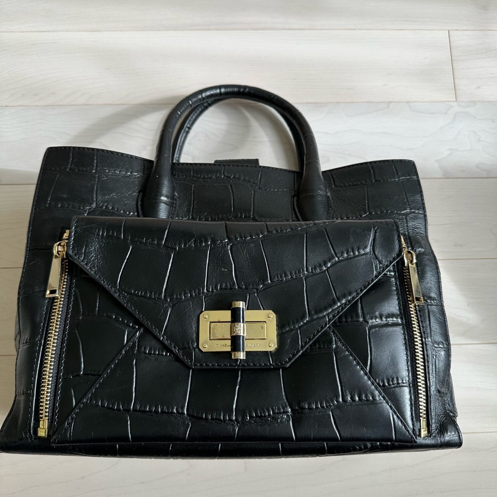 Diane Von Furstenberg Black Embossed Satchel
